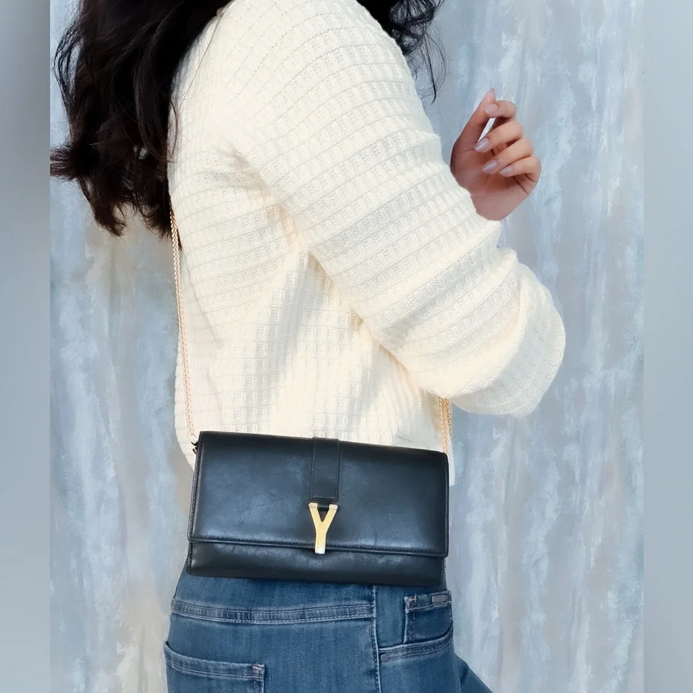 Authentic YSL Ligne Leather wallet on chain - Picture 12 of 13